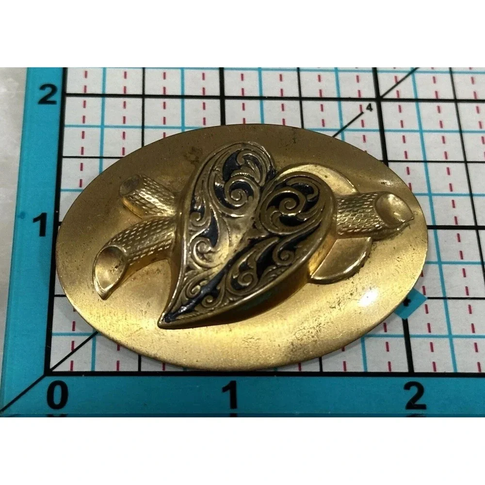 Vintage Victorian Revival Heart Brooch Gold Tone Dimensional